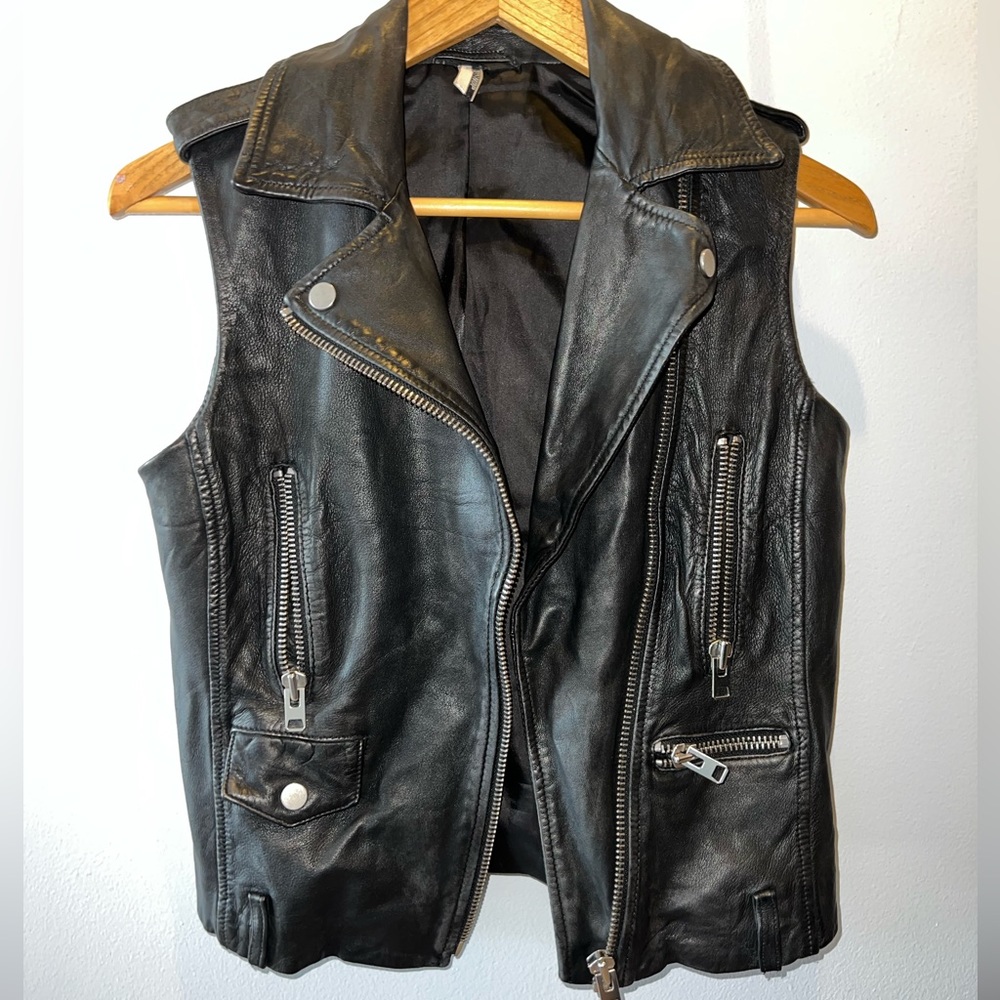 Leather motorcycle vest